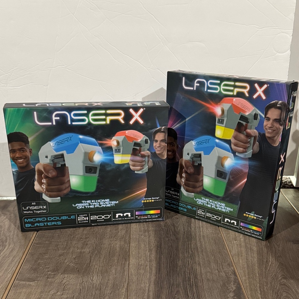 NEW Christmas Gift Laser Guns Micro Double Blasters - Black and Blue (2 Boxes)